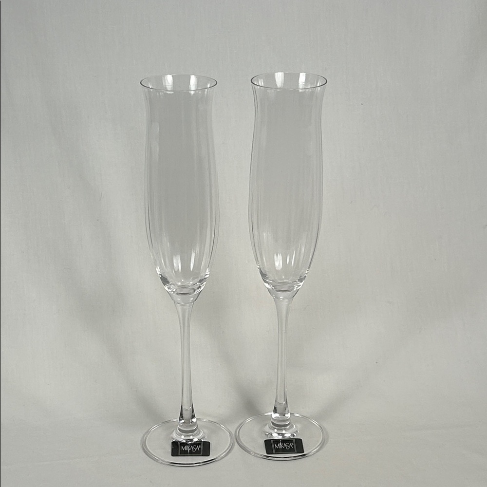 pair of Mikasa Crystal Champagne Flutes